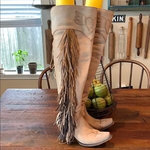 Women’s knee high heeled cowboy boots